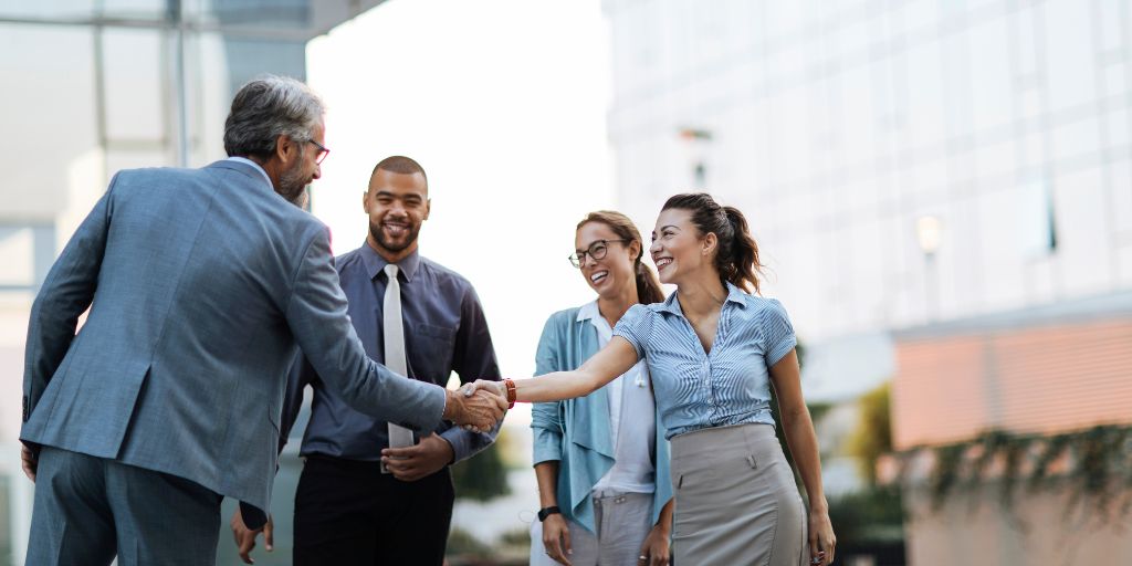business partners meeting for first time, corporate